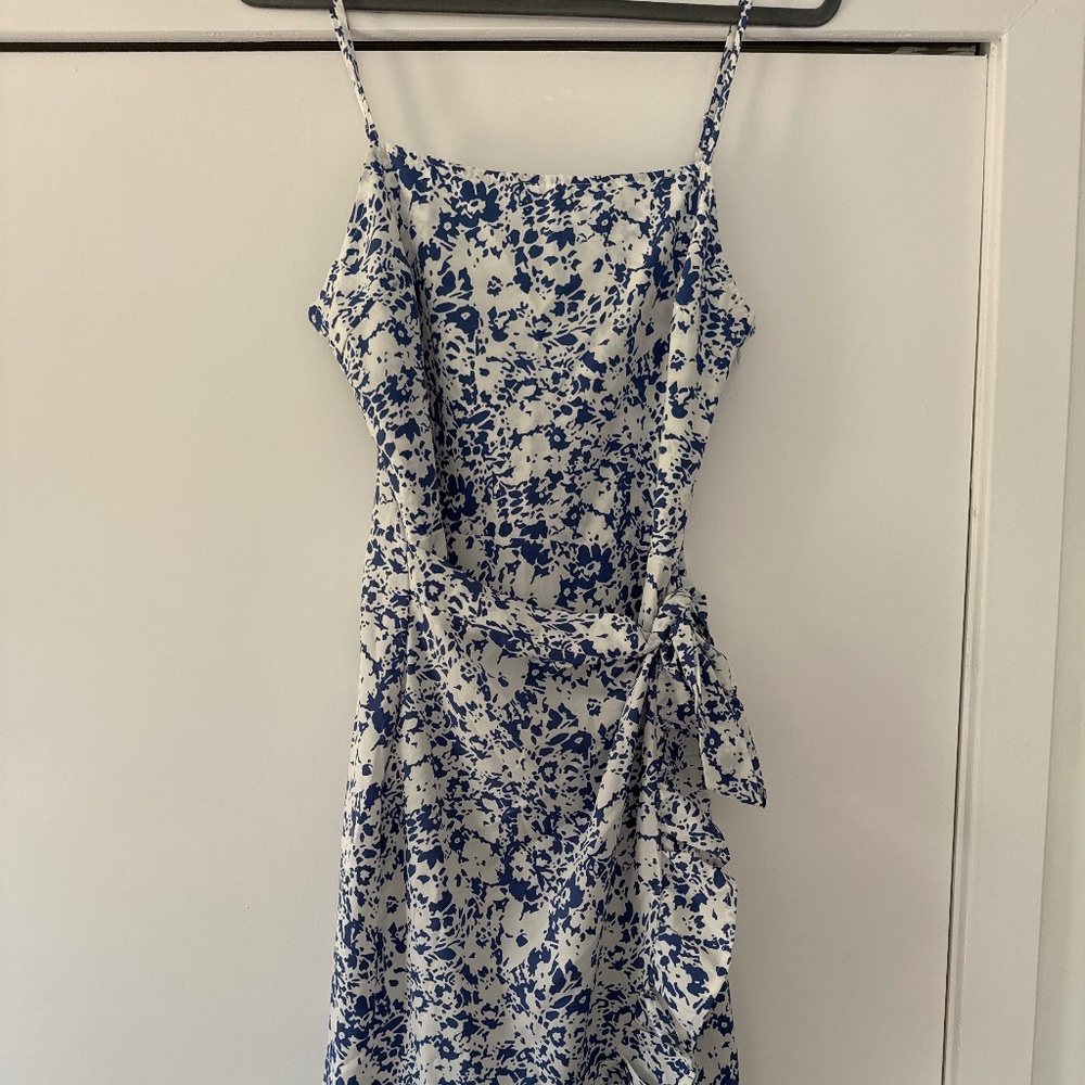 White and blue floral dress